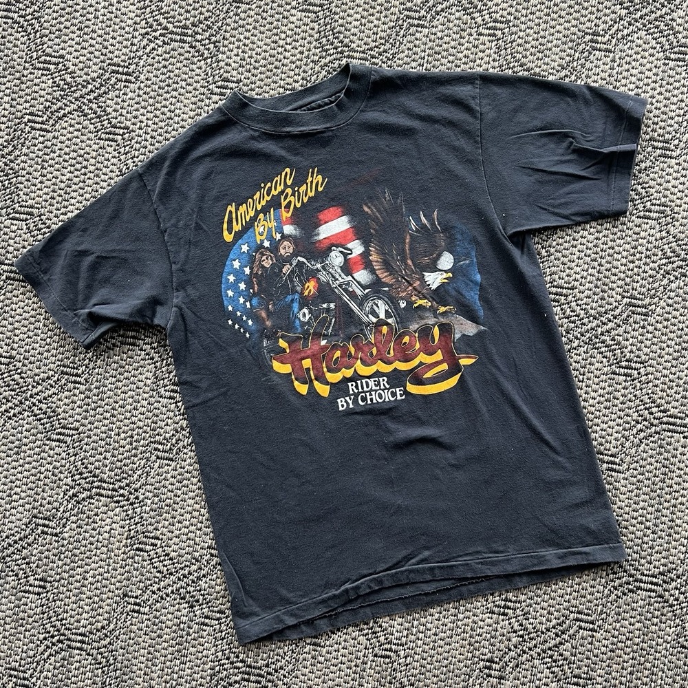 Vintage Harley Davidson Shirt Men's Large 80s American Biker Grunge 1986